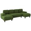 Advwin 280cm 4 Seater Sectiona Sofa Corduroy Fabric U Shape Couch Modern Sofa Couch with Double Chaise Green
