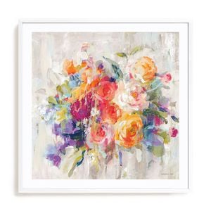 Artey | Sun Drenched Bouquet Autumn - Framed Print - White Frame - 90 x 90cm