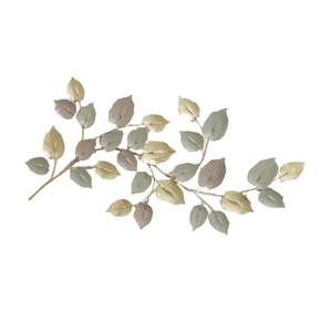P&P Golden Mist Leaf Branch Metal Wall Art for Modern and Serene Interiors