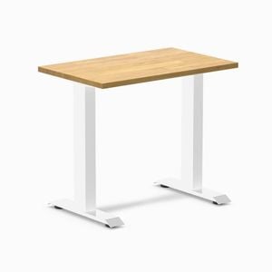 Desky Fixed Height Mini Light Oak Rubberwood Desk 800 X 500mm White Frame