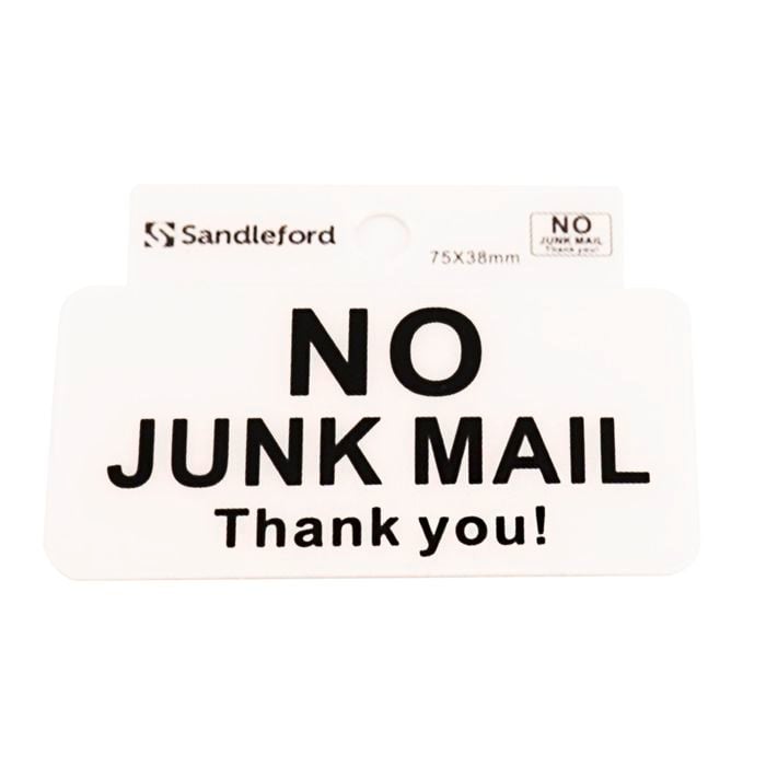 Sandleford 75 x 38mm No Junk Mail Self Adhesive Sign
