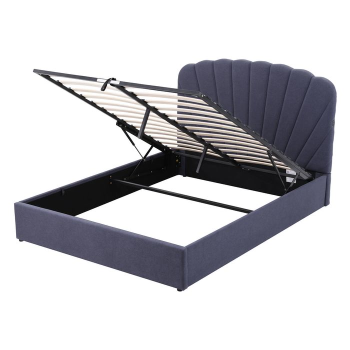 Artiss Queen Bed Frame with Lift Up Storage and USB Ports Grey