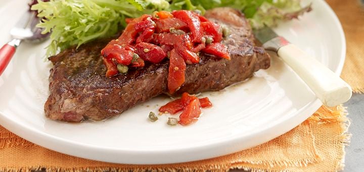 Steak with caper relish