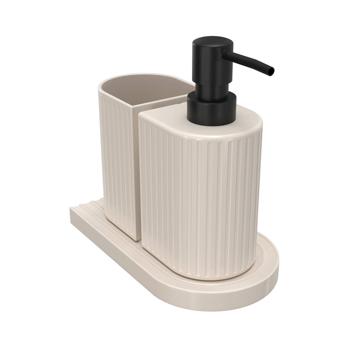 Astin Sinclair Blanc Ribbed 3 Piece Bathroom Set - Bunnings Australia