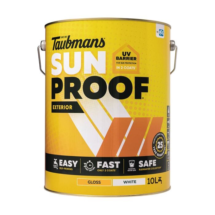 Taubmans 10L White Gloss Sunproof Exterior Paint