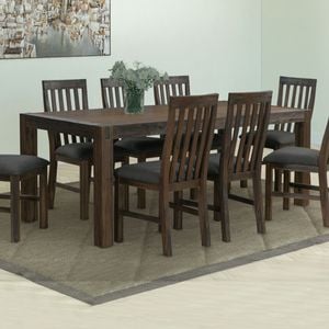 1X Dining Table 210cm Large Size with Solid Acacia Wooden Base in Chocolate Colour