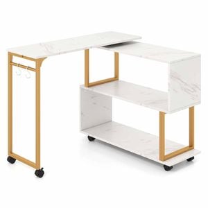 Costway Side Table W/bookcase Shelf Computer Desk Study Writing Table