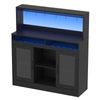 Advwin Wine Bar Cabinet w/ LED Lights Charging Station Glass Holder Black