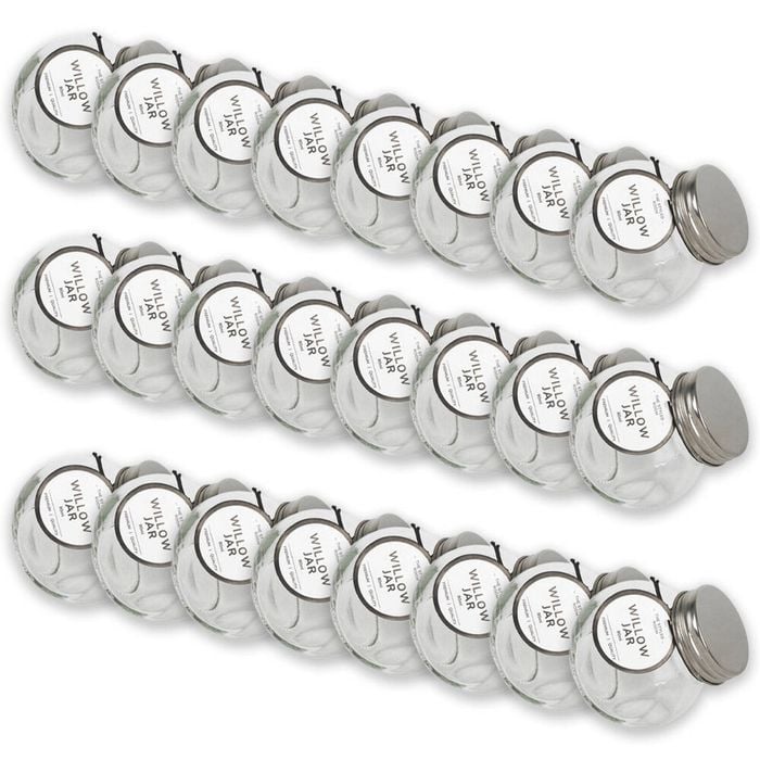24PK Glass & Co Willow Premium Tilt Silver Screw Lid Storage Jar 80ml Clear
