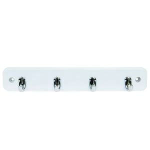 MODE 4 Brushed Nickel Hooks On White Board Key Rack