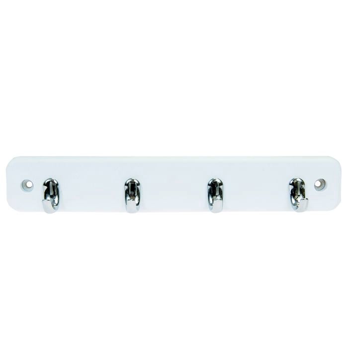 MODE 4 Brushed Nickel Hooks On White Board Key Rack