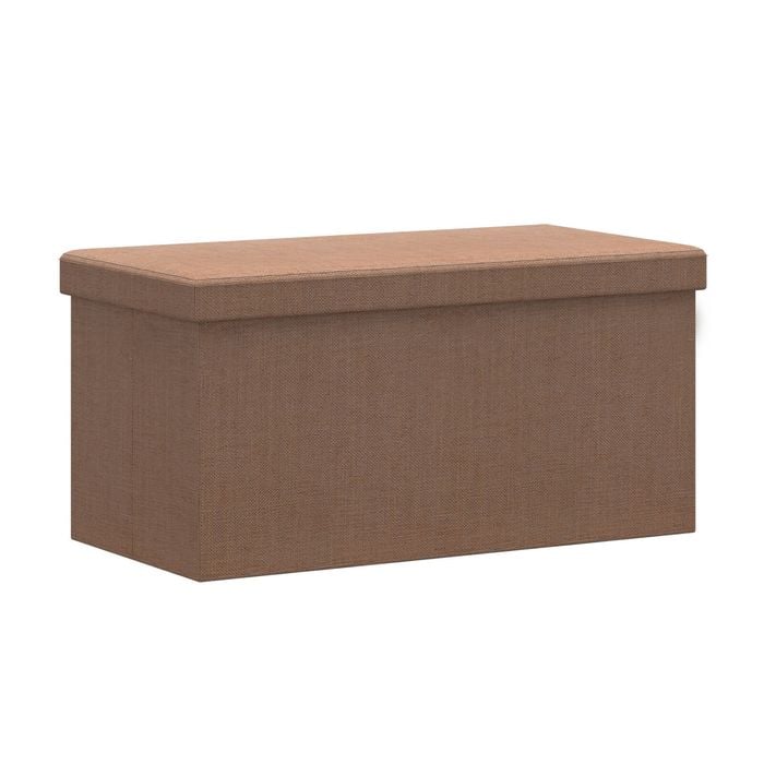 Flexi Storage Living 760 x 380 x 380mm Coffee Non-Woven Linen Ottoman