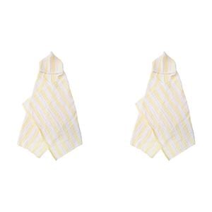 2x LVD Striped Cotton Hooded Swaddle Soft/Gentle Baby Wrap 127x66cm Yellow/WHT
