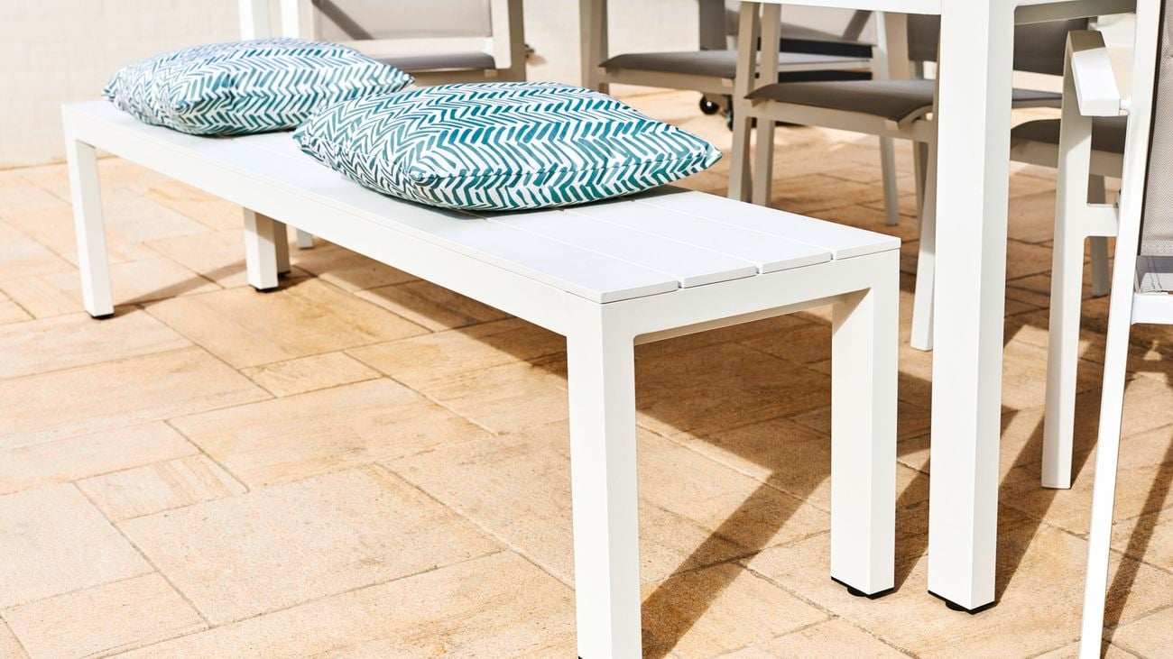 White aluminium outdoor bench seat