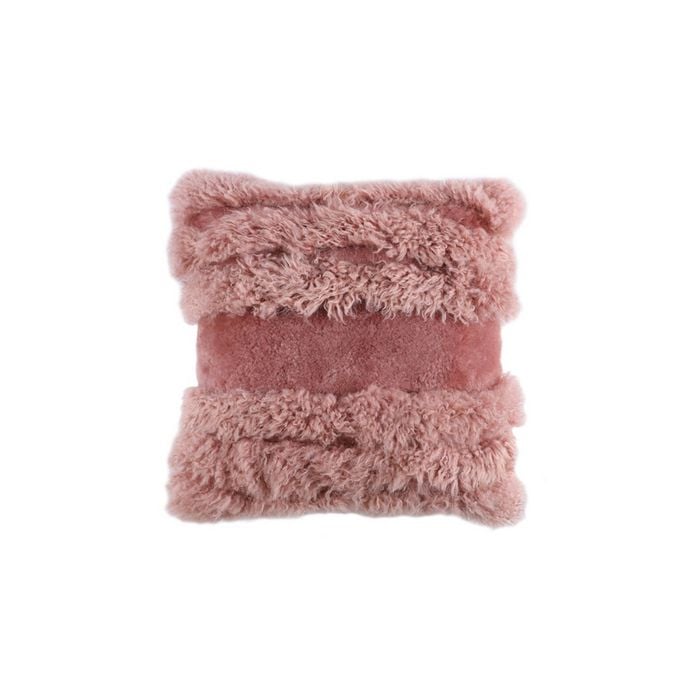 Huxford Grove The Franges Sheepskin Cushion Sofa Pillow Square 50x50cm Rose