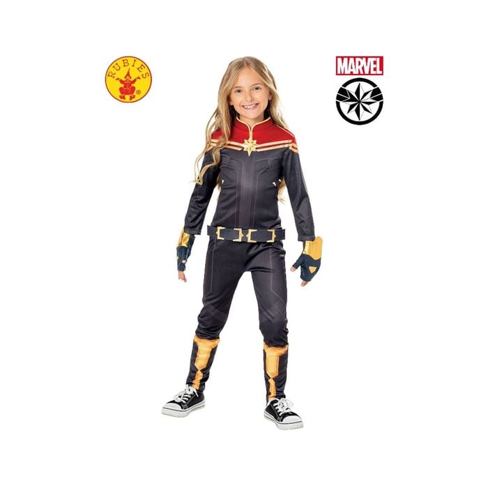 Marvel Size 9-10y Captain Jumpsuit w/ Gauntlets Kids Deluxe Costume Dress Up