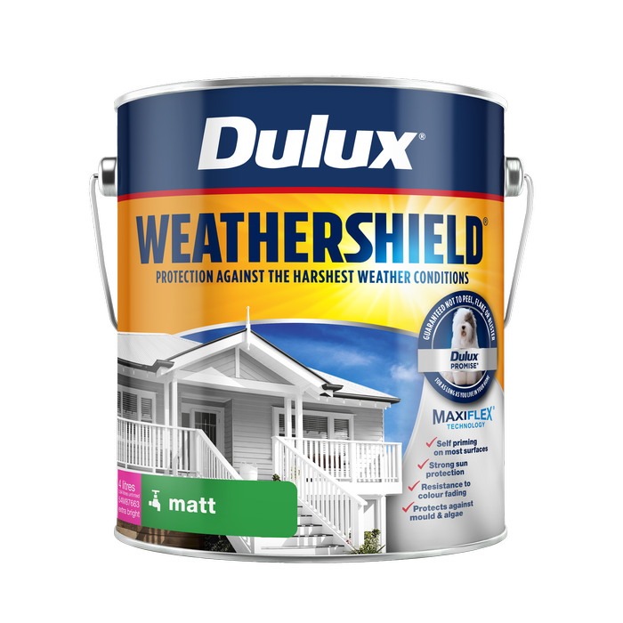 Dulux 4L Extra Bright Matt Weathershield Exterior Paint - 4L