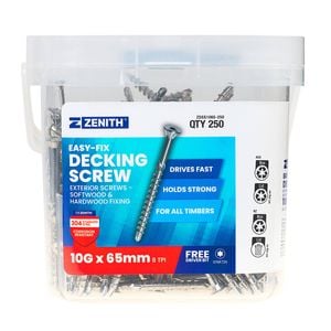 Zenith Easy-Fix Decking Screw T20 10G x 65mm SS304 - 250 Pack