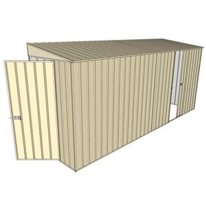 Build-A-Shed 1.2 x 4.5 x 2.0m Tunnel Shed Tunnel Hinged Door with 1 Sliding Side Door - Cream