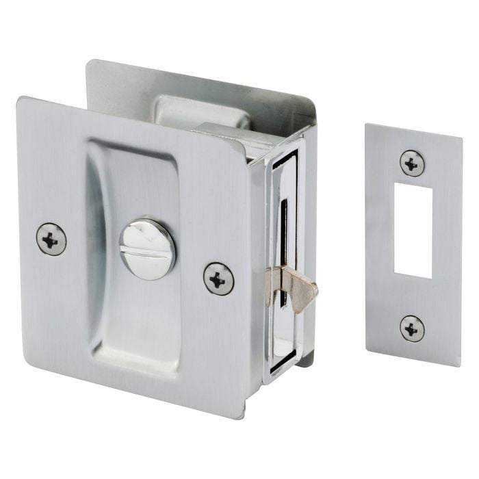 Gainsborough Satin Chrome Rectangular Privacy Sliding Cavity Set