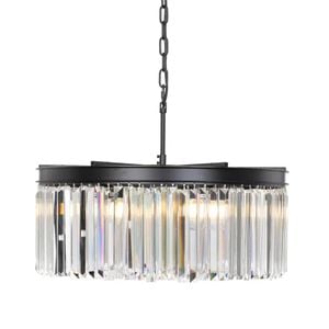 Telbix Serene Modern Pendant Hanging Lamp Light Metal Crystal Clear Black