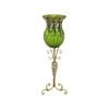 Soga 85cm Green Glass Floor Vase With Tall Metal Stand
