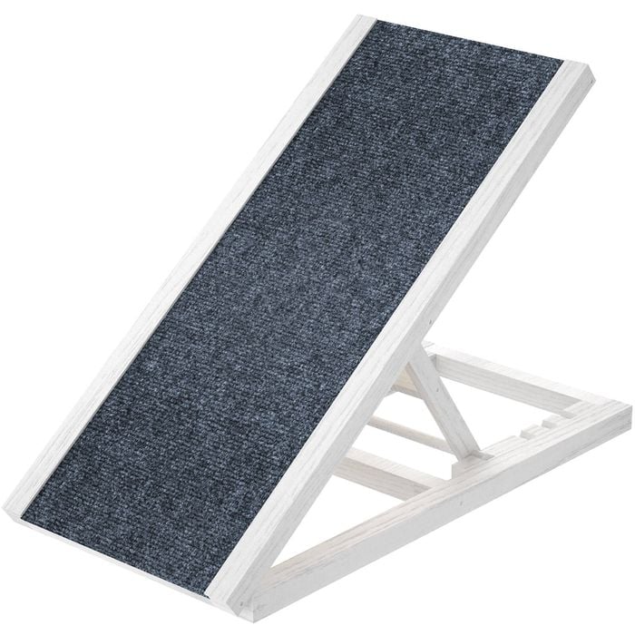 Advwin Pet Ramp Non-Slip 100cm Dog Ramp Foldable 4 Adjustable Height for Bed Couch car White