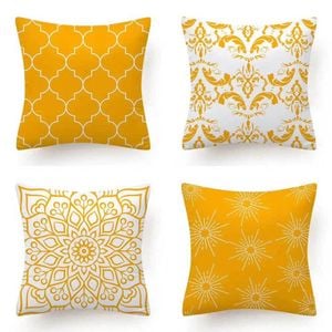 Set of 4 Luxton Flannel Home Decoration Cushion Covers (Yellow)