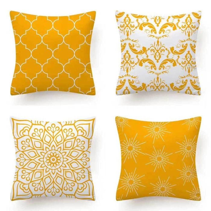 Set of 4 Luxton Flannel Home Decoration Cushion Covers (Yellow)