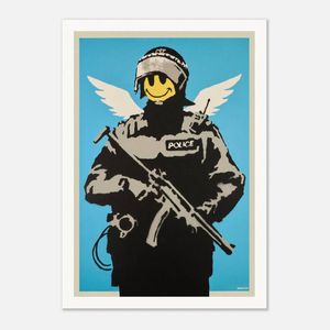 Galrie Banksy Flying Copper Art Print - Iconic 2003 Artwork on Museum-Quality Paper, Poster Only, 70 x 100cm (28 x 40inch)