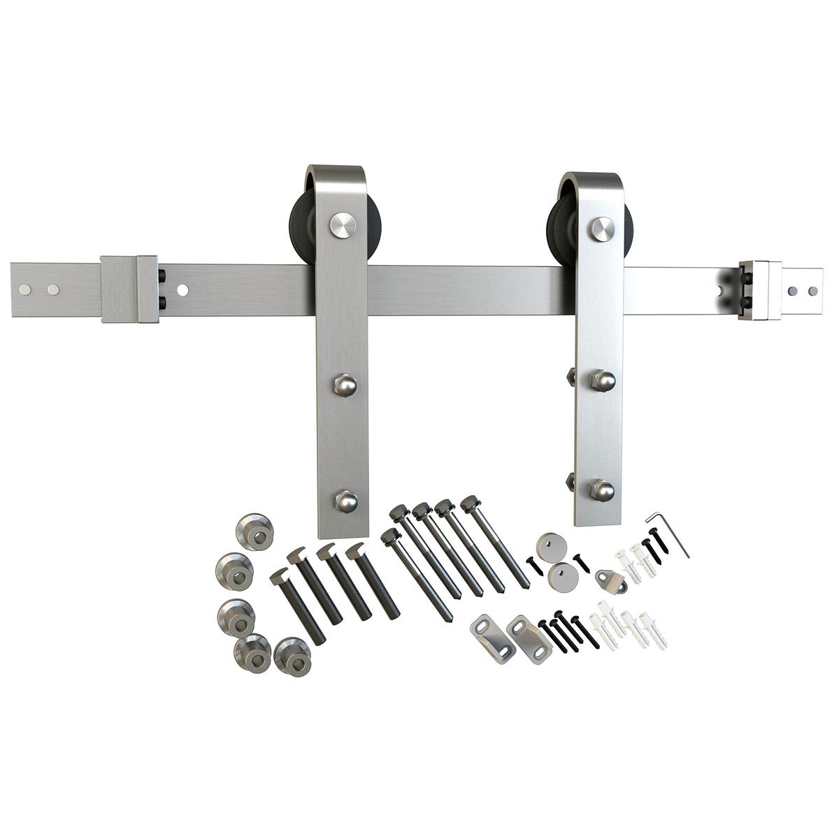 Rolltrak 2000 x 40 x 6mm Satin Nickel Barn Door Track Side Fix Set ...