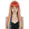 LONG WIG Straight Party Hair Costume Fringe Cosplay Fancy Dress 70cm Wos Rainbow 22468