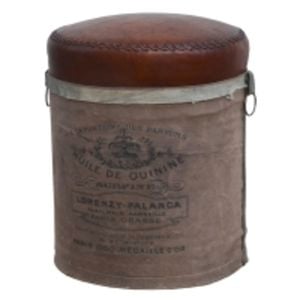 French Canvas Leather Perfume Ottoman