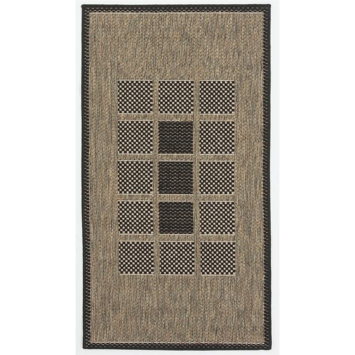 Hufflett 80 x 150cm Grey Windows Ceduna Polypropylene Flat Weave Rug
