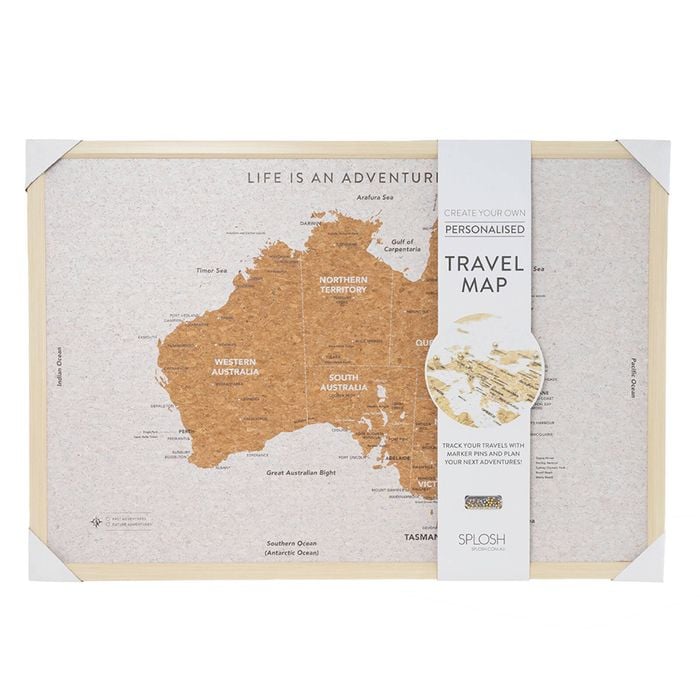 Travel Board 99x70cm Large Australia Map Framed Canvas