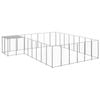 vidaXL Dog Kennel Silver 15.73 m² Steel Outdoor Puppy Enclosure Dog Cage House