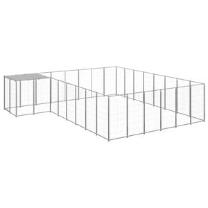 vidaXL Dog Kennel Silver 15.73 m² Steel Outdoor Puppy Enclosure Dog Cage House