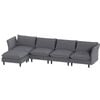 Ufurniture 4 Seater Sofa Corduroy Modular Lounge Couch with Adjustable Armrest & Backrest Grey