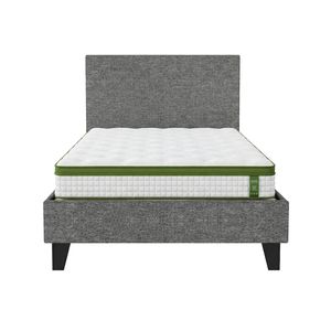 Artiss BedStory Single Bed Frame Mattress Set 30cm Hybrid Mattress Grey Upholstered Platform Base