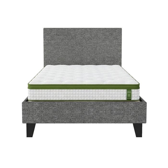 Artiss BedStory Single Bed Frame Mattress Set 30cm Hybrid Mattress Grey Upholstered Platform Base