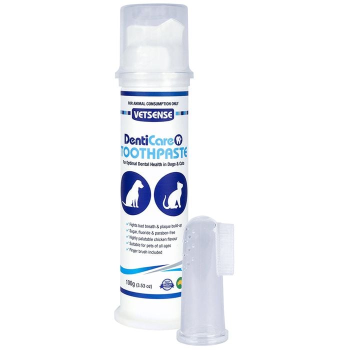Vetsense Denticare Toothpaste Kit For Dogs & Cats 100g + Free Fingerbrush