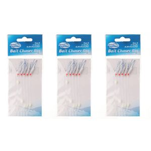 3x Jarvis Walker Bait Chaser Rig - 5 Hook Bait Jig with Lumo Beads Size 8