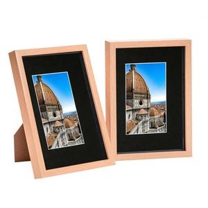 Nicola Spring 3D Shadow Box Frames with A5 Mount - A4 (8" x 12") - Light Wood - Pack of 2
