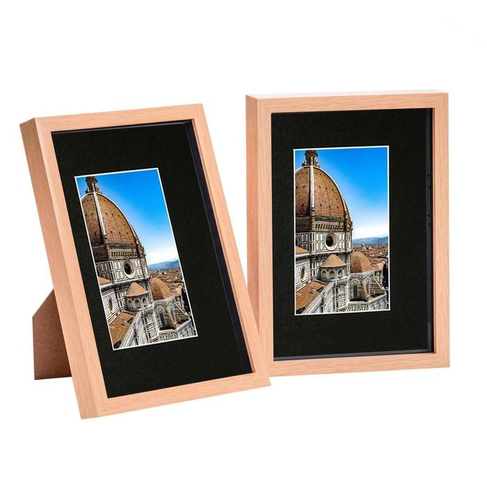 Nicola Spring 3D Shadow Box Frames with A5 Mount - A4 (8" x 12") - Light Wood - Pack of 2