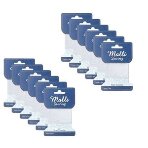 12pk Malli Sewing 1mm X 5m Asstd Round Hat Polyester/latex Elastic Cord/string