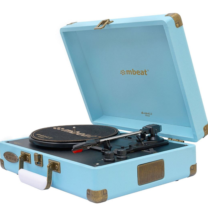 mbeat Woodstock 2 Retro Turntable Player - Sky Blue
