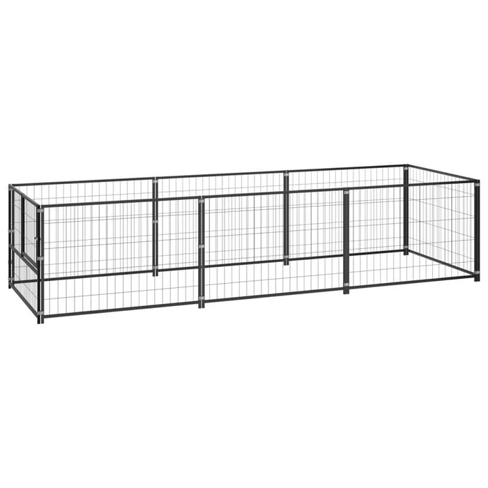vidaXL Dog Kennel Black 3 m² Steel