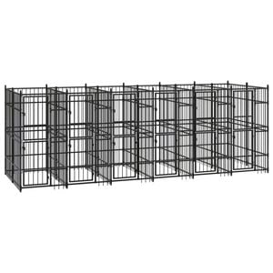vidaXL Outdoor Dog Kennel Steel Garden Puppy Pet Enclosure Supply Cage House