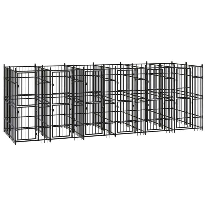 vidaXL Outdoor Dog Kennel Steel Garden Puppy Pet Enclosure Supply Cage House