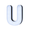 Lit Up 3D Led Letter U Illuminated Opal Acrylic 100mmHx92mmWx23mmD